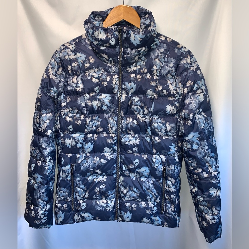 Lands’ End Petite Blue Floral Down Puffer Jacket/Coat Size 16P